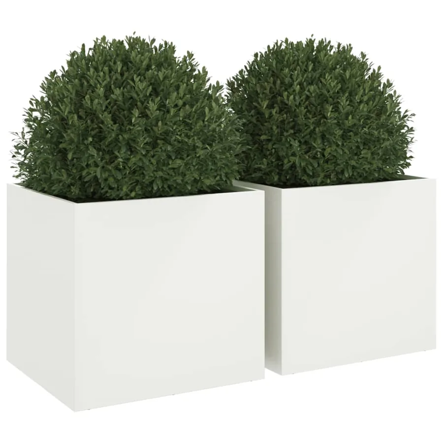 Jardinières 2 pcs blanc 49x47x46 cm acier - 4