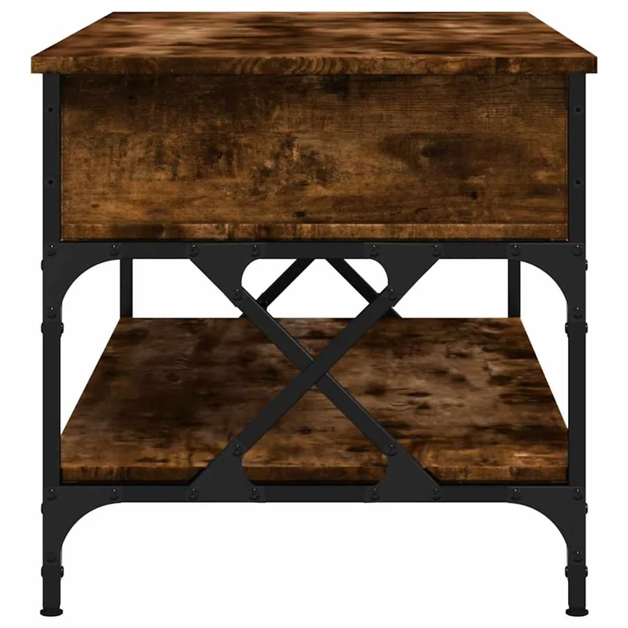 Table basse chêne fumé 100x50x50 cm bois d'ingénierie et métal - 6
