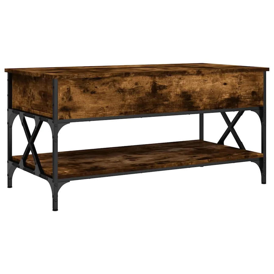 Table basse chêne fumé 100x50x50 cm bois d'ingénierie et métal - 7