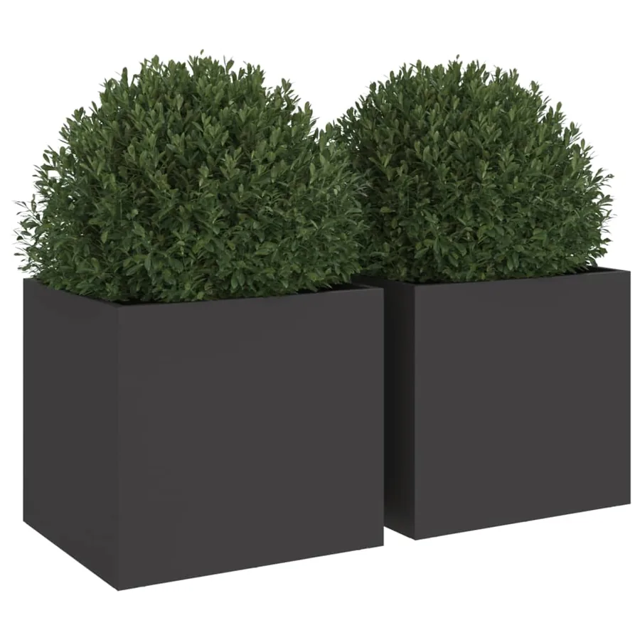 Jardinières 2 pcs noir 32x30x29 cm acier - 4