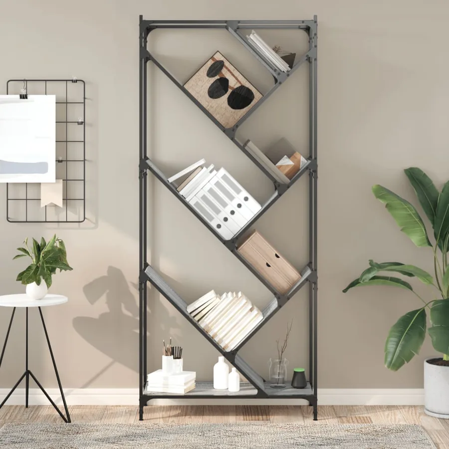 Bibliothèque sonoma gris 79x30x180 cm bois ingénierie et métal - 3