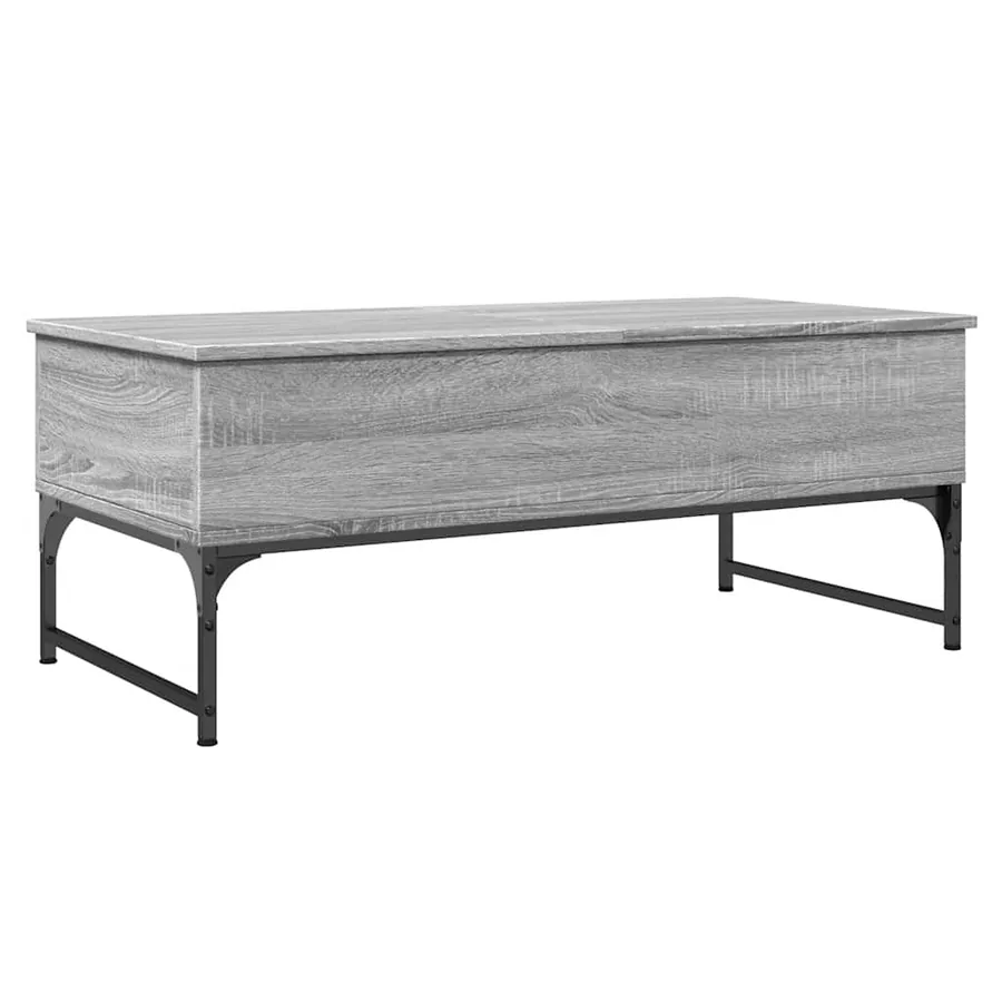 Table basse sonoma gris 100x50x40 cm bois d'ingénierie et métal - 2