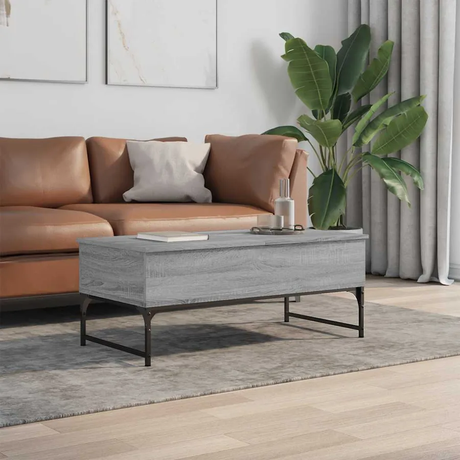 Table basse sonoma gris 100x50x40 cm bois d'ingénierie et métal - 3
