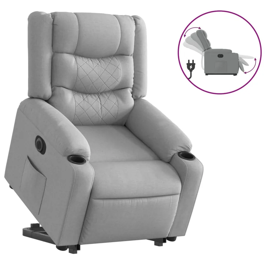 Fauteuil inclinable électrique gris clair tissu - 2