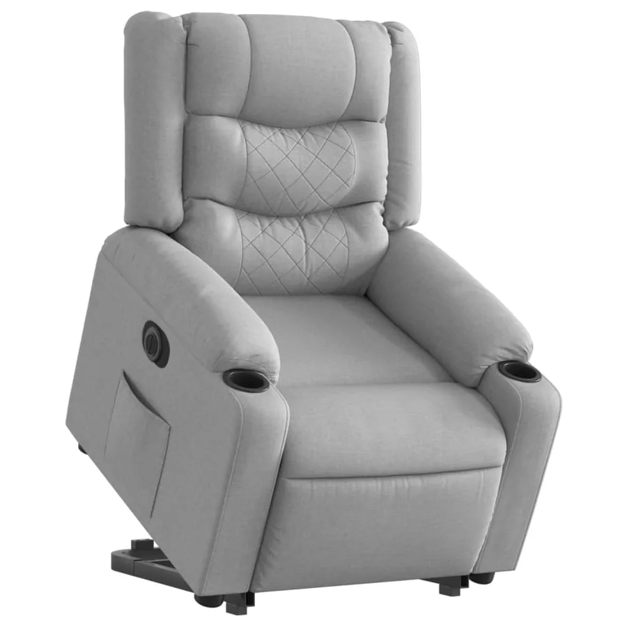Fauteuil inclinable électrique gris clair tissu - 3