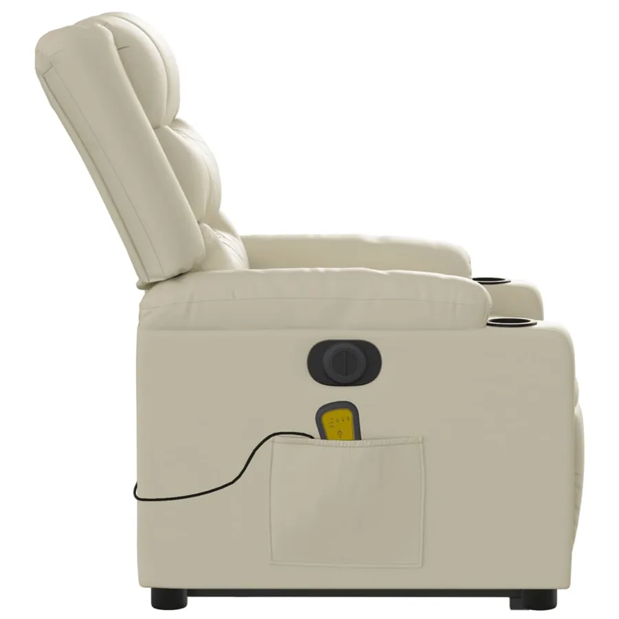 Fauteuil inclinable de massage électrique crème similicuir - 10