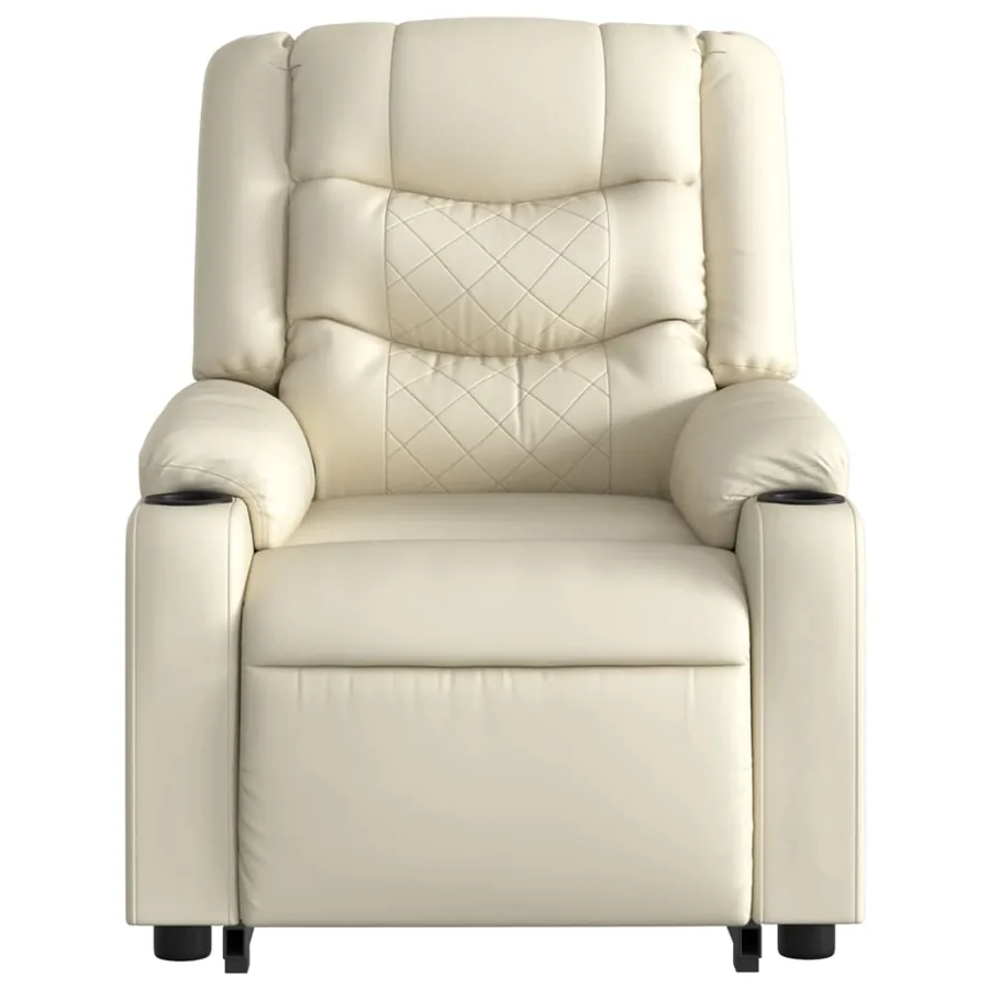 Fauteuil inclinable de massage électrique crème similicuir - 9