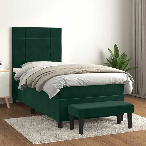 Sommier à lattes de lit et matelas Vert foncé 80x200 cm Velours