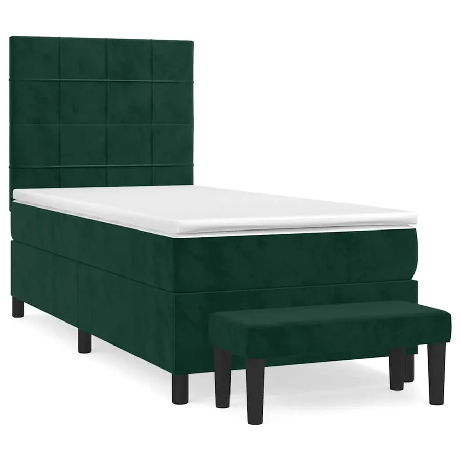 Sommier à lattes de lit et matelas Vert foncé 80x200 cm Velours - 2