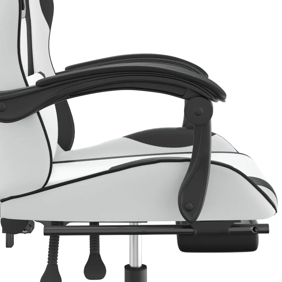 Chaise de jeu avec repose-pied Blanc et noir Similicuir - 10