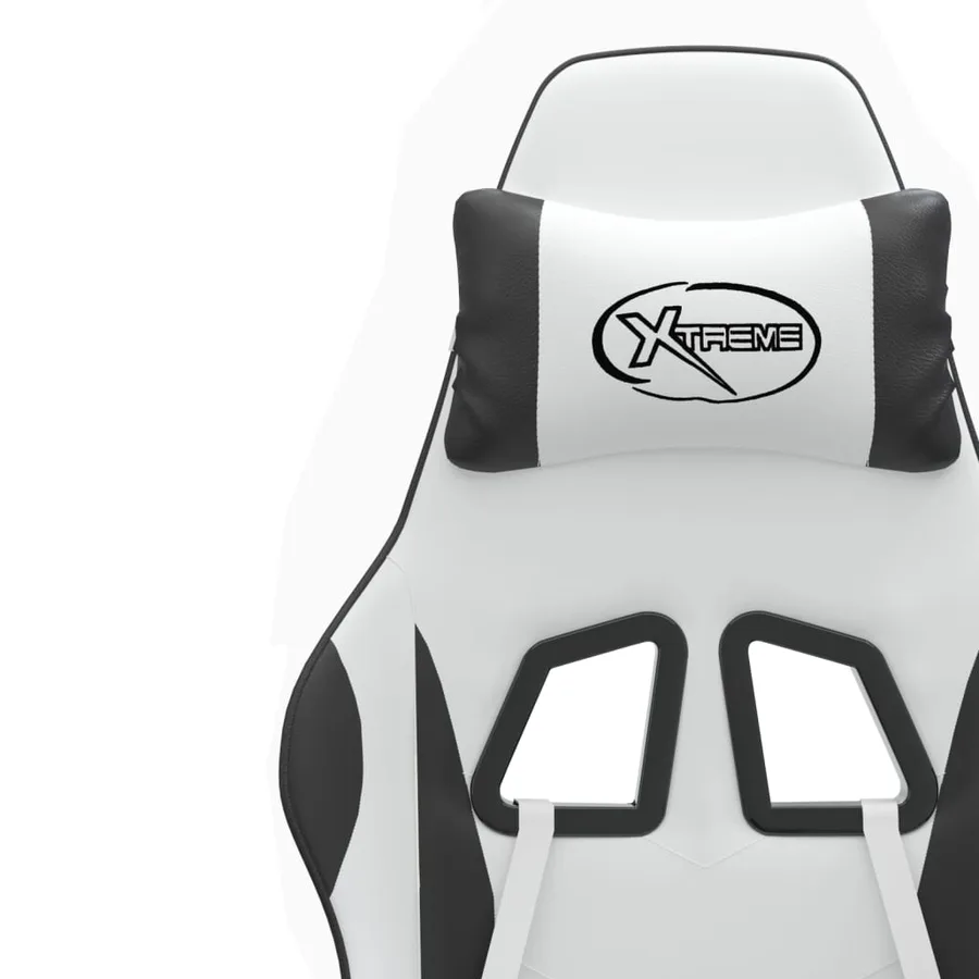 Chaise de jeu avec repose-pied Blanc et noir Similicuir - 12