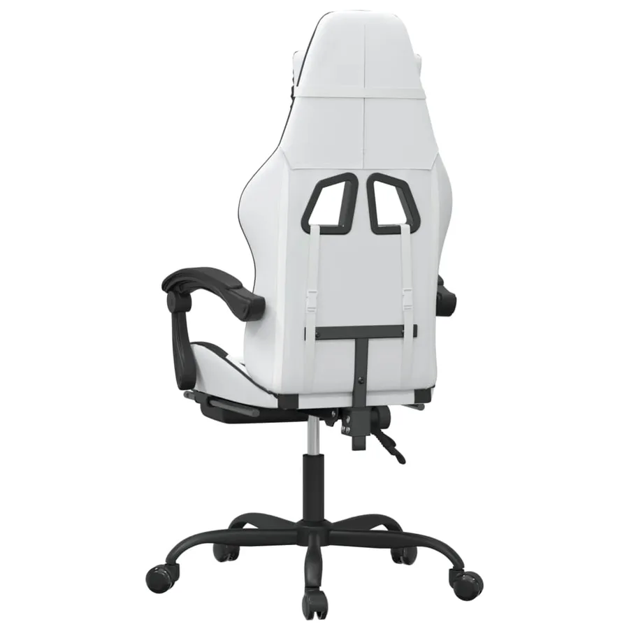 Chaise de jeu avec repose-pied Blanc et noir Similicuir - 5