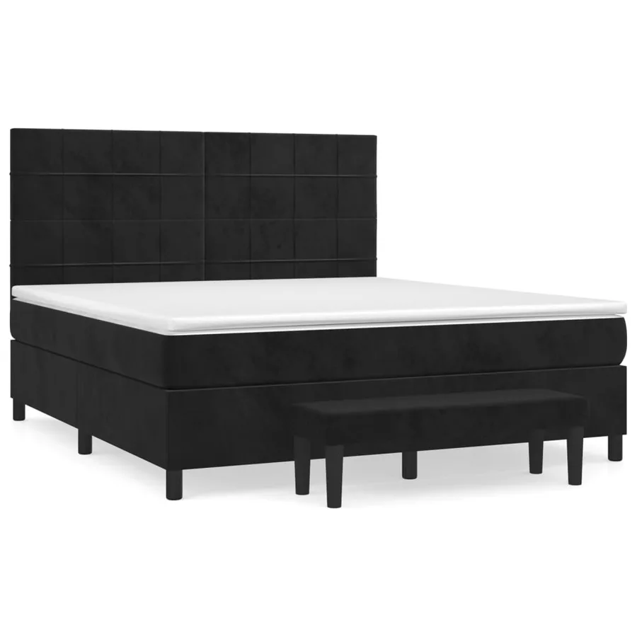 Sommier à lattes de lit avec matelas Noir 180x200 cm Velours - 2
