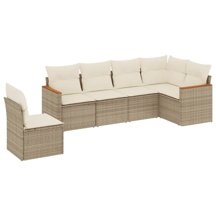 Salon de jardin avec coussins 6 pcs beige résine tressée - 2