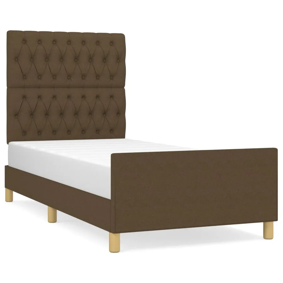 Cadre de lit sans matelas marron foncé 90x190 cm tissu - 2