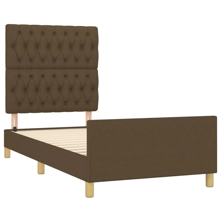 Cadre de lit sans matelas marron foncé 90x190 cm tissu - 4
