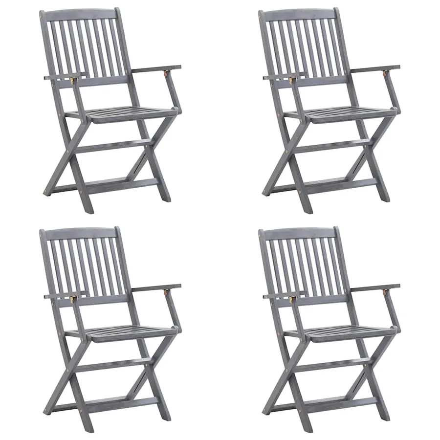 Chaises pliables d'extérieur lot de 4 et coussins Bois d'acacia - 2