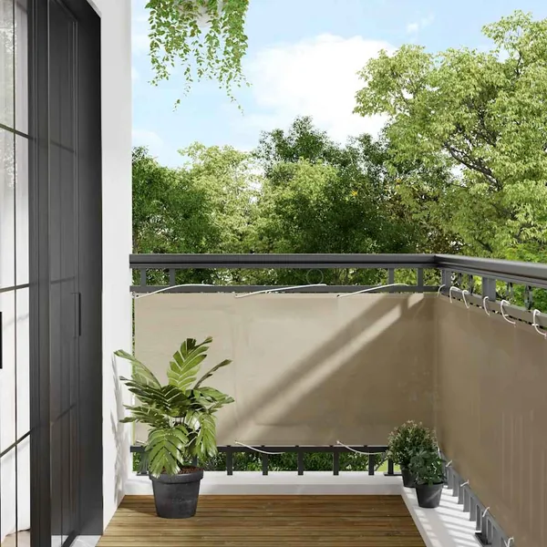 Écran de balcon beige 75x1000 cm 100% polyester oxford