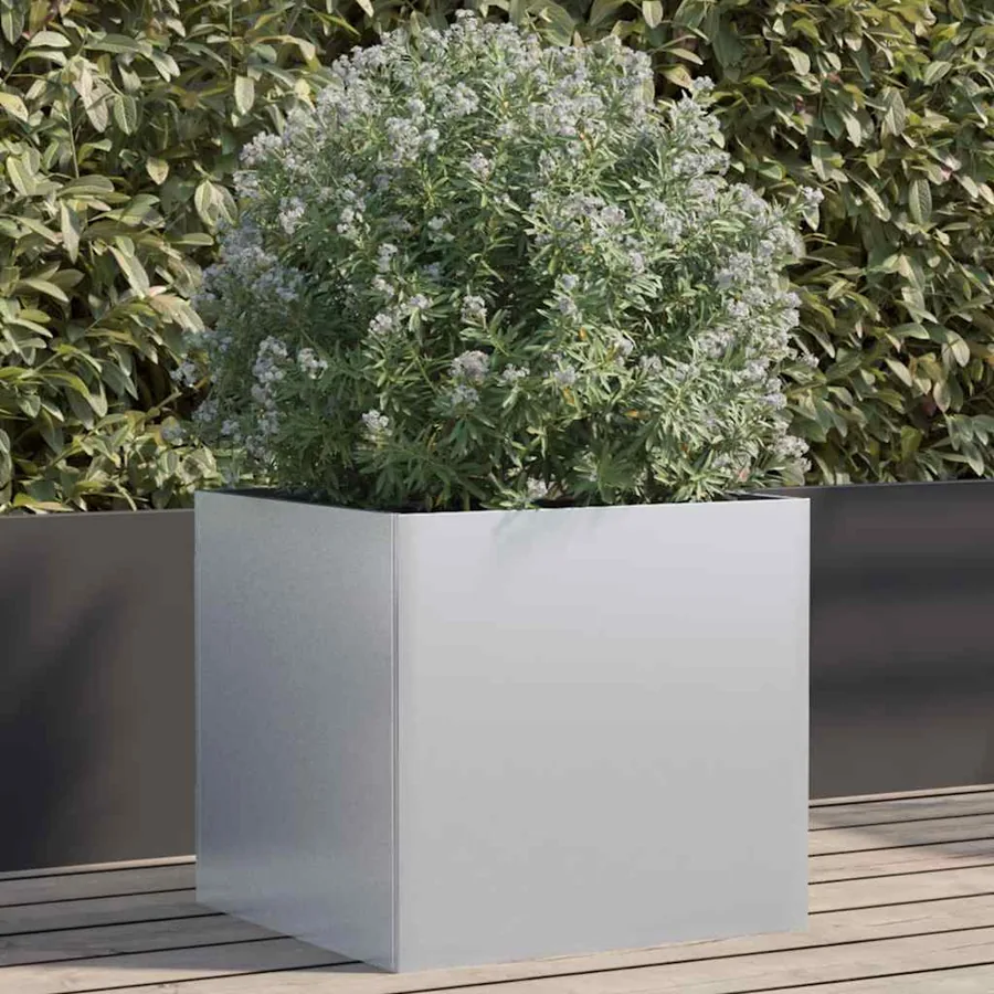 Jardinière argenté 49x47x46 cm acier galvanisé