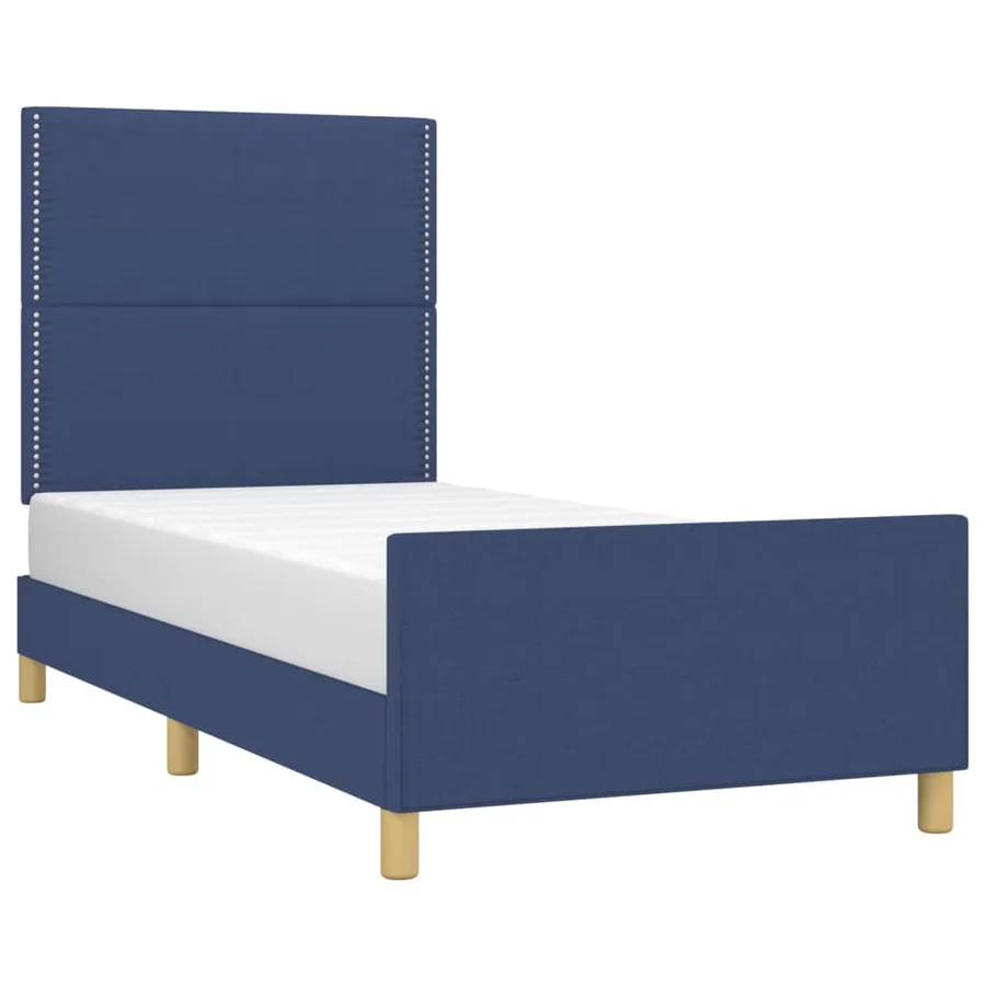 Cadre de lit sans matelas bleu 90x190 cm tissu - 3