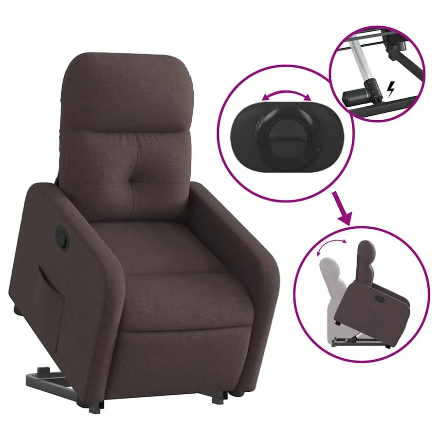 Fauteuil inclinable marron foncé tissu - 6