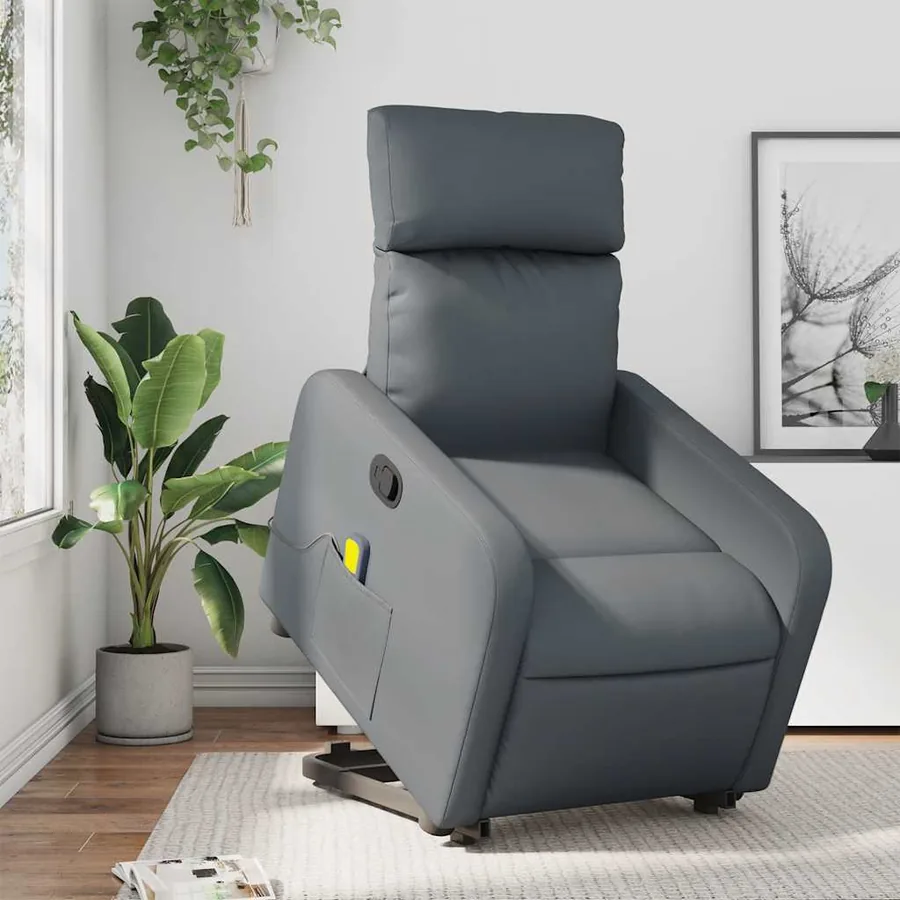 Fauteuil inclinable de massage Gris Similicuir - 15