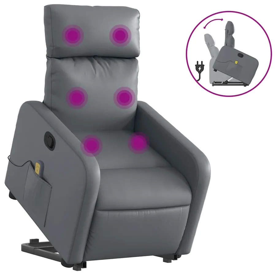 Fauteuil inclinable de massage Gris Similicuir - 2