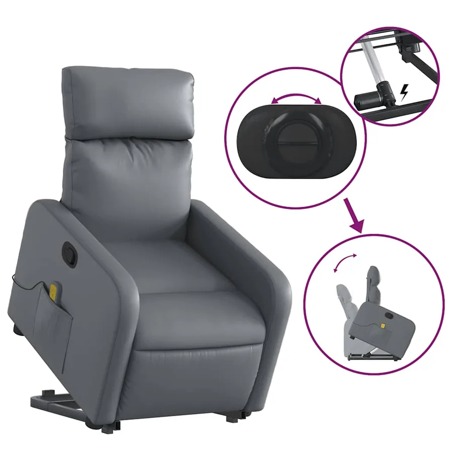 Fauteuil inclinable de massage Gris Similicuir - 6