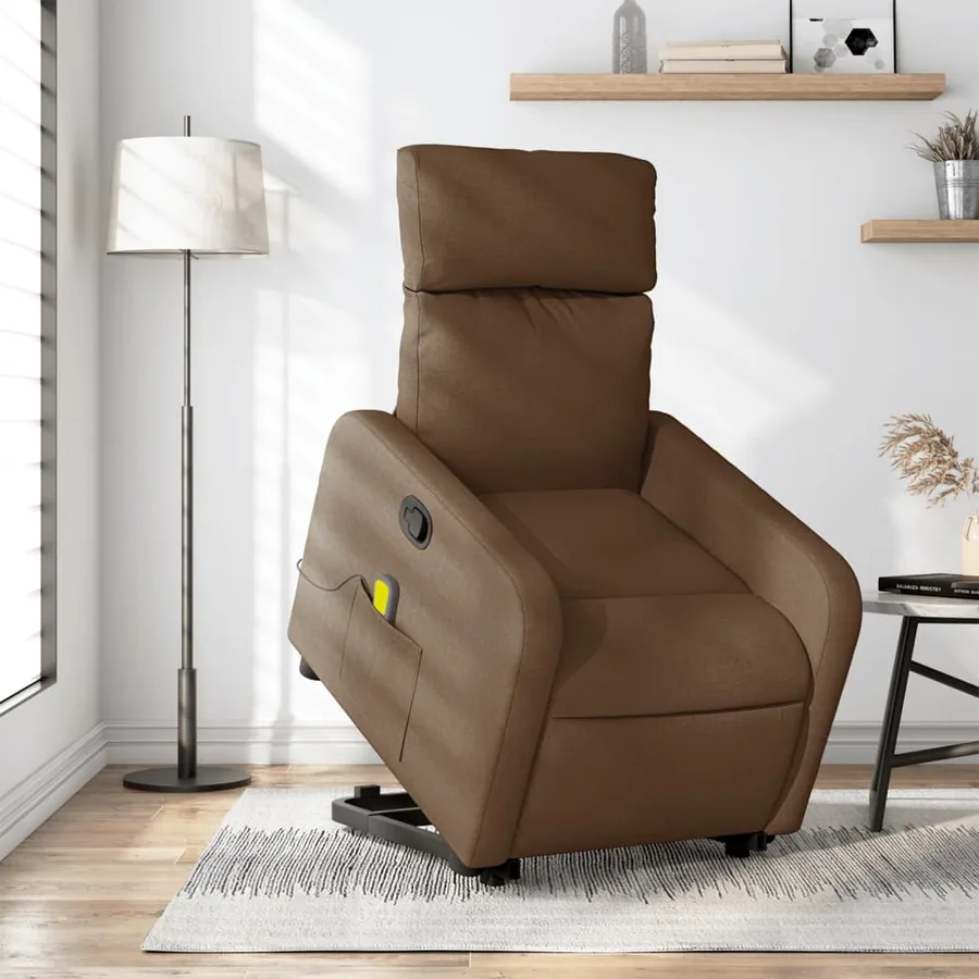 Fauteuil de massage inclinable Marron Tissu - 15