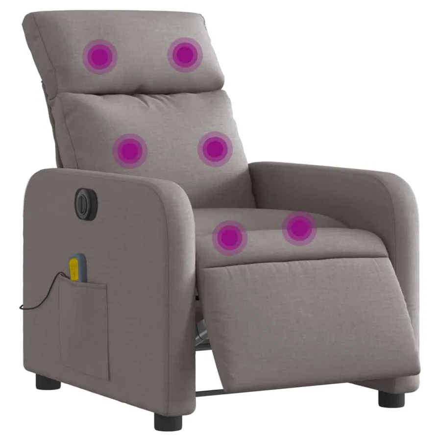 Fauteuil de massage inclinable électrique Taupe Tissu - 3