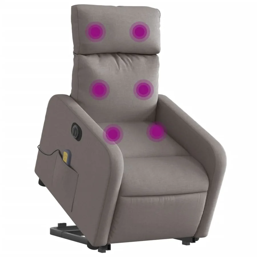 Fauteuil inclinable de massage électrique Taupe Tissu - 3