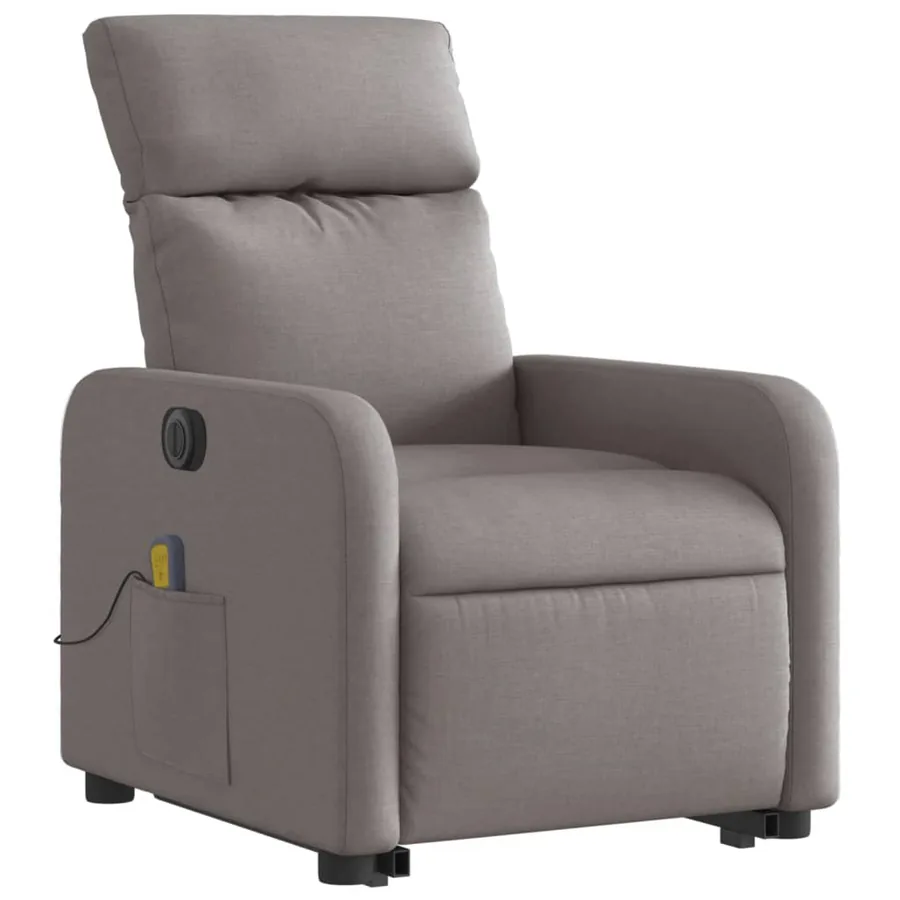 Fauteuil inclinable de massage électrique Taupe Tissu - 4
