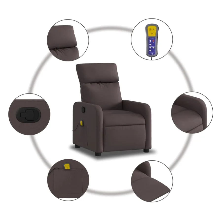 Fauteuil de massage inclinable Marron foncé Tissu - 6