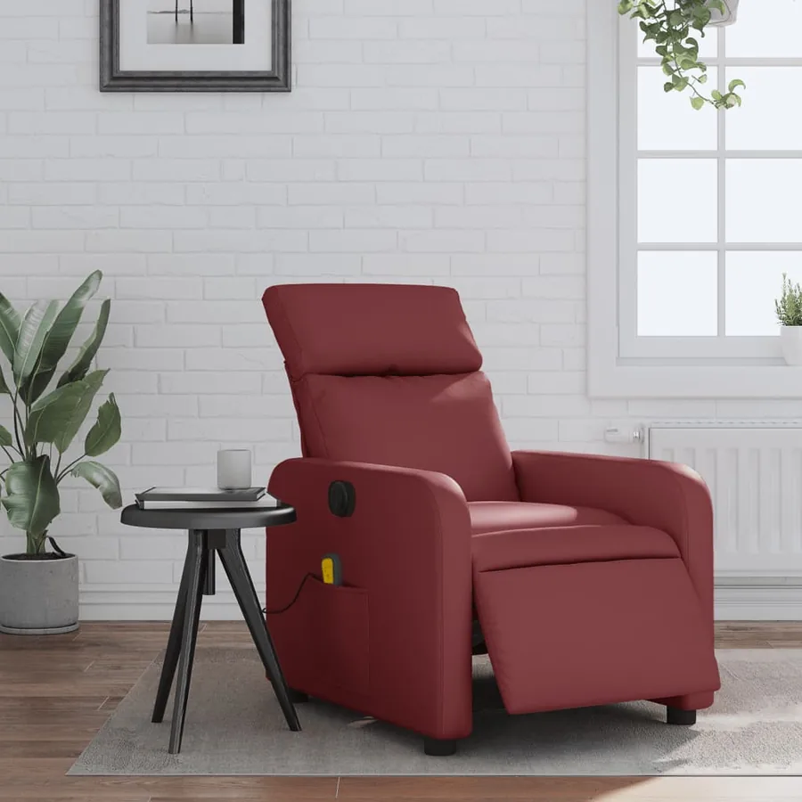 Fauteuil de massage inclinable électrique rouge bordeaux - 15