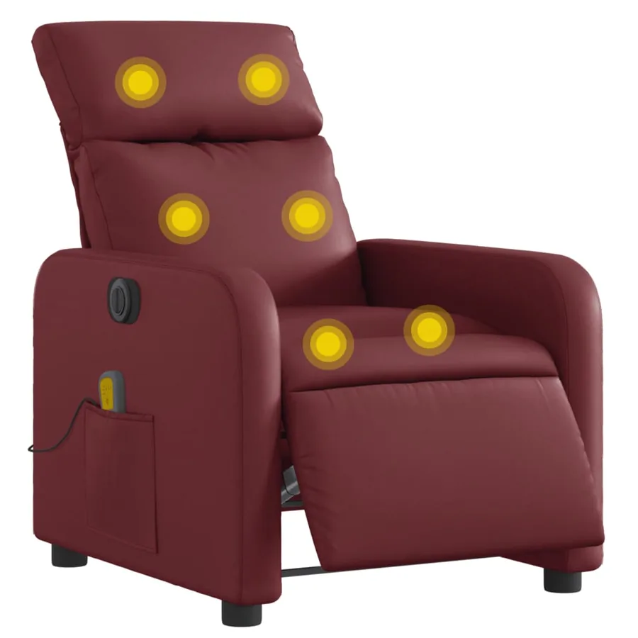 Fauteuil de massage inclinable électrique rouge bordeaux - 3