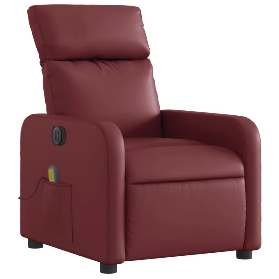 Fauteuil de massage inclinable électrique rouge bordeaux - 4