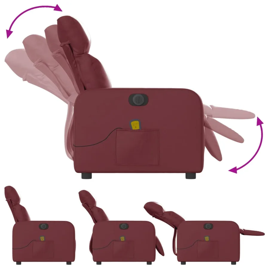 Fauteuil de massage inclinable électrique rouge bordeaux - 7