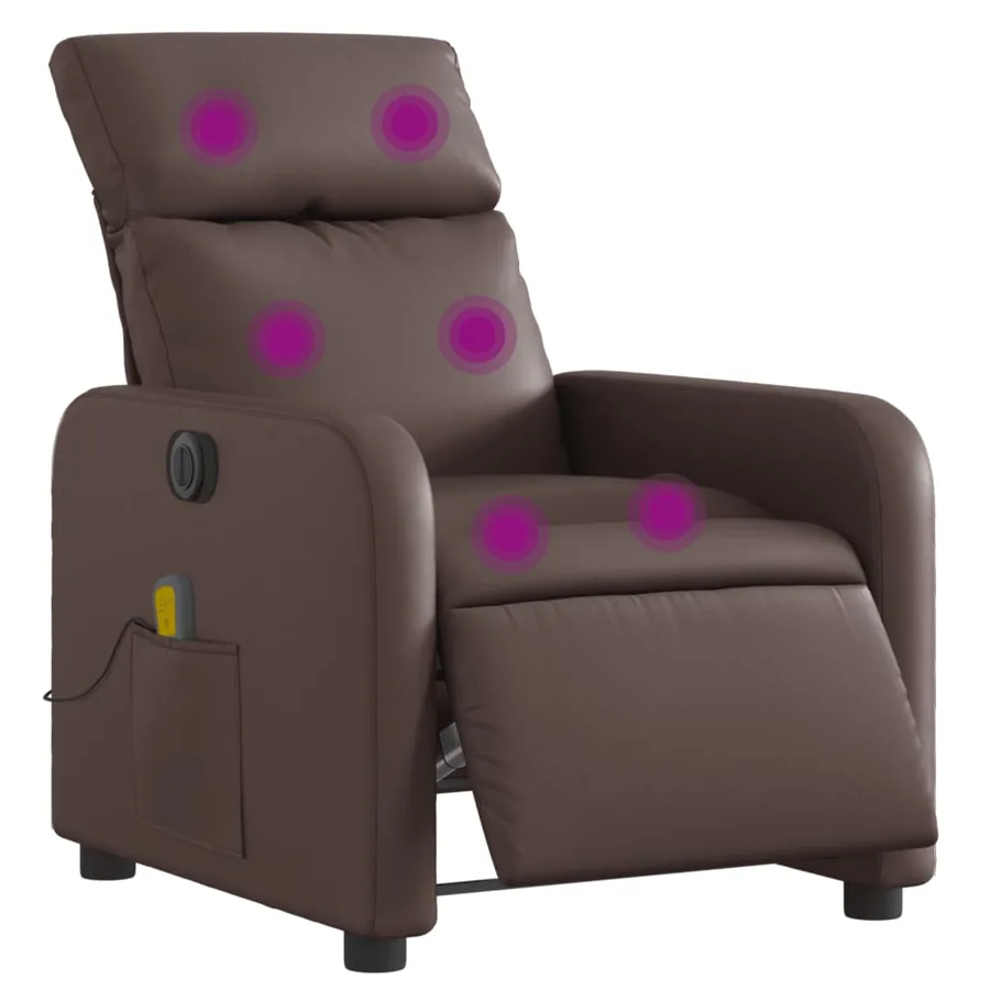 Fauteuil de massage inclinable électrique marron similicuir - 3