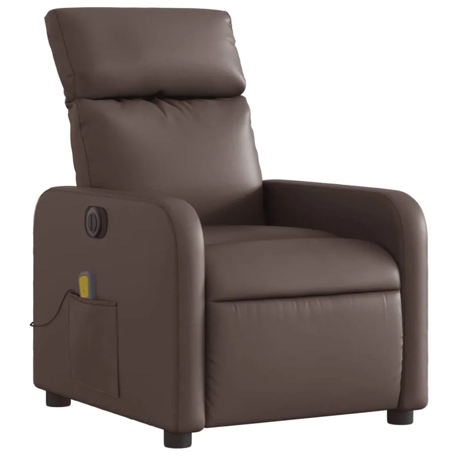 Fauteuil de massage inclinable électrique marron similicuir - 4
