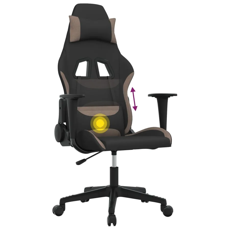 Chaise de jeu de massage Noir et taupe Tissu - 7