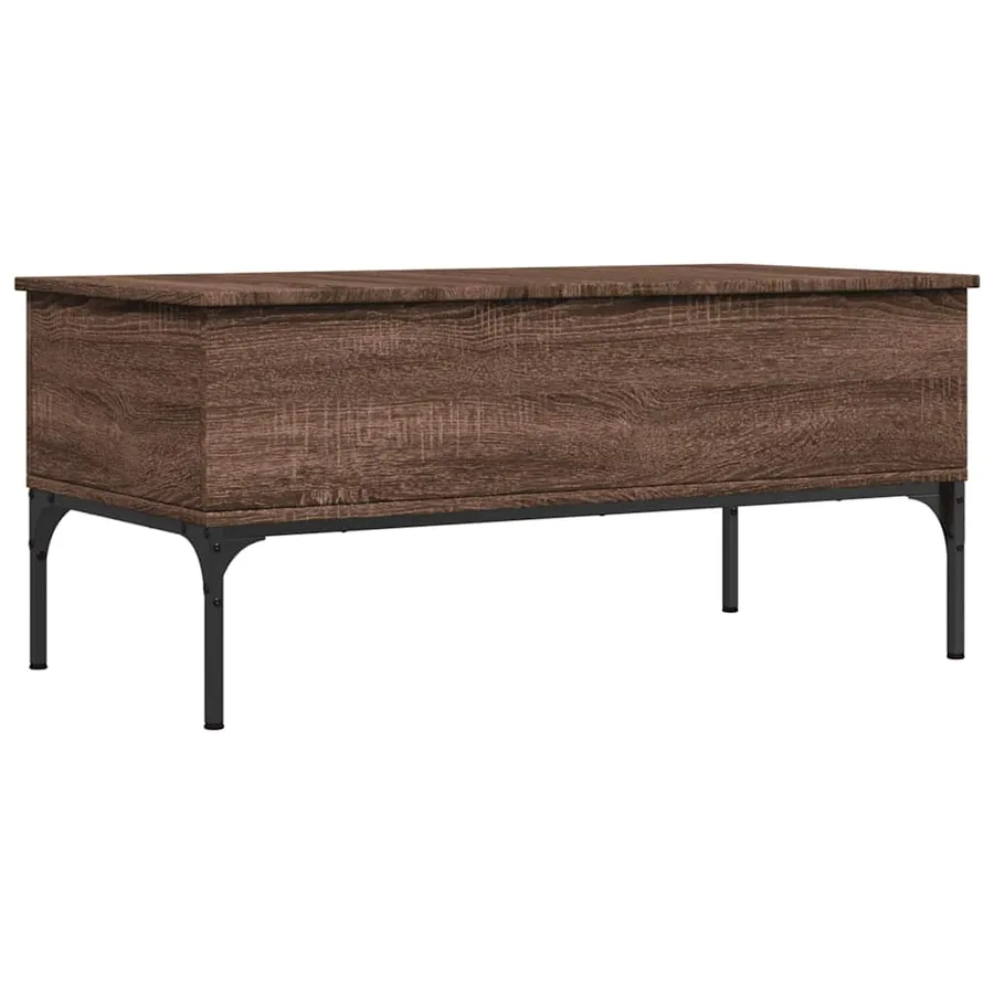 Table basse chêne marron 100x50x45cm bois d'ingénierie et métal - 2