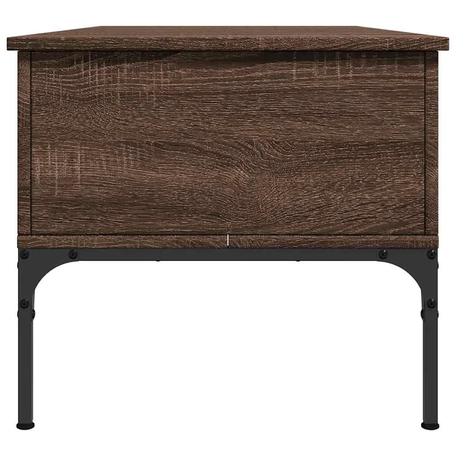 Table basse chêne marron 100x50x45cm bois d'ingénierie et métal - 6