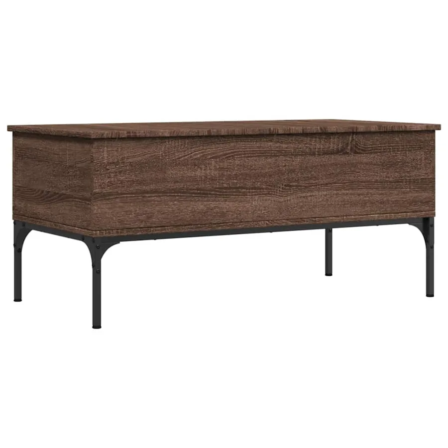 Table basse chêne marron 100x50x45cm bois d'ingénierie et métal - 7