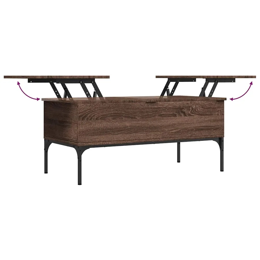 Table basse chêne marron 100x50x45cm bois d'ingénierie et métal - 8
