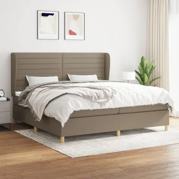 Sommier à lattes de lit avec matelas Taupe 200x200 cm Tissu