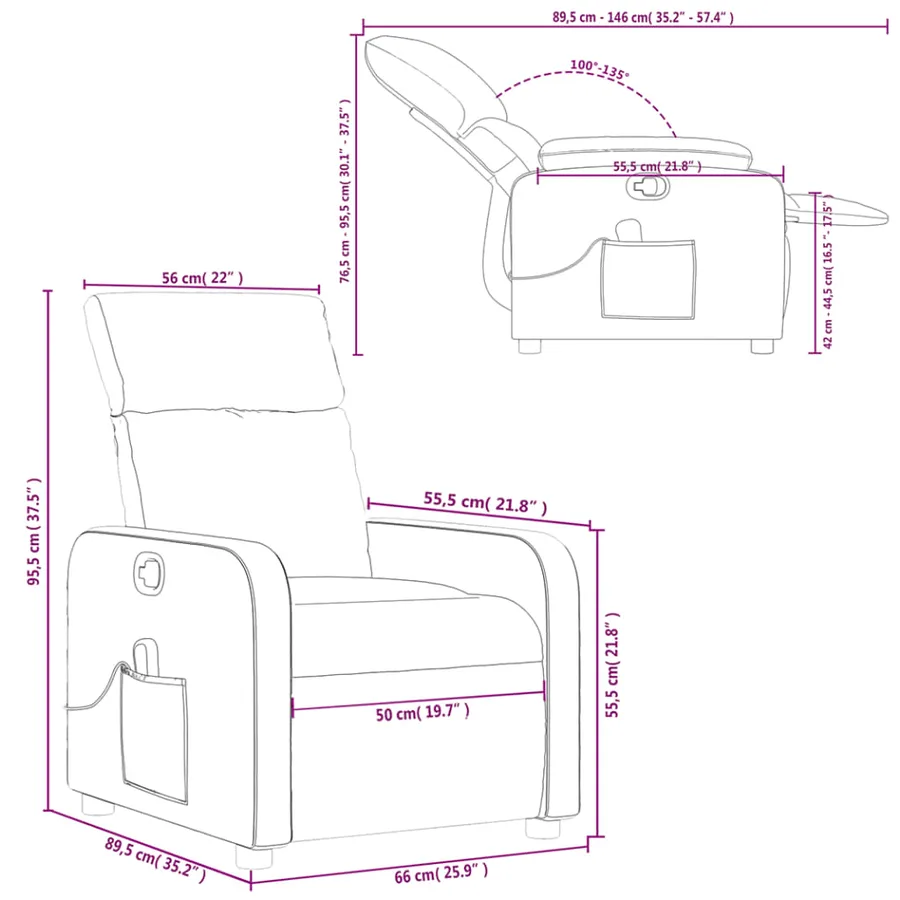 Fauteuil inclinable de massage en tissu gris clair - 12
