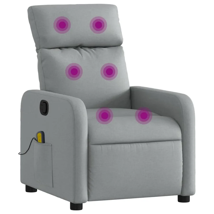 Fauteuil inclinable de massage en tissu gris clair - 2