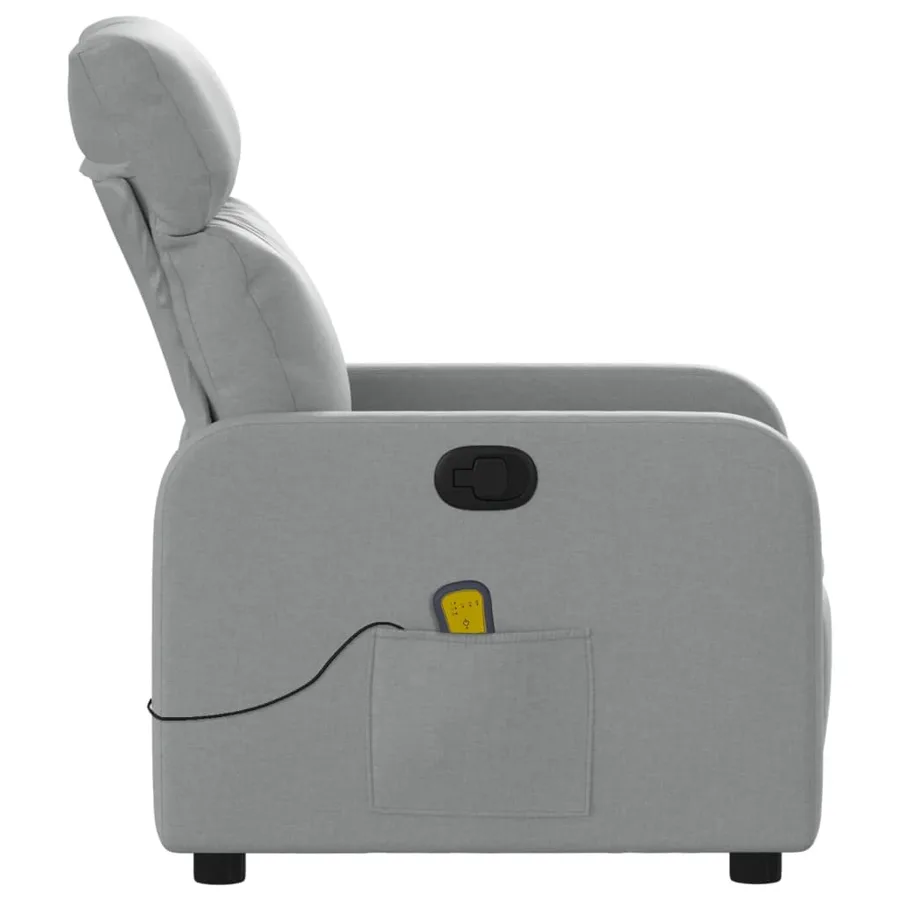 Fauteuil inclinable de massage en tissu gris clair - 8