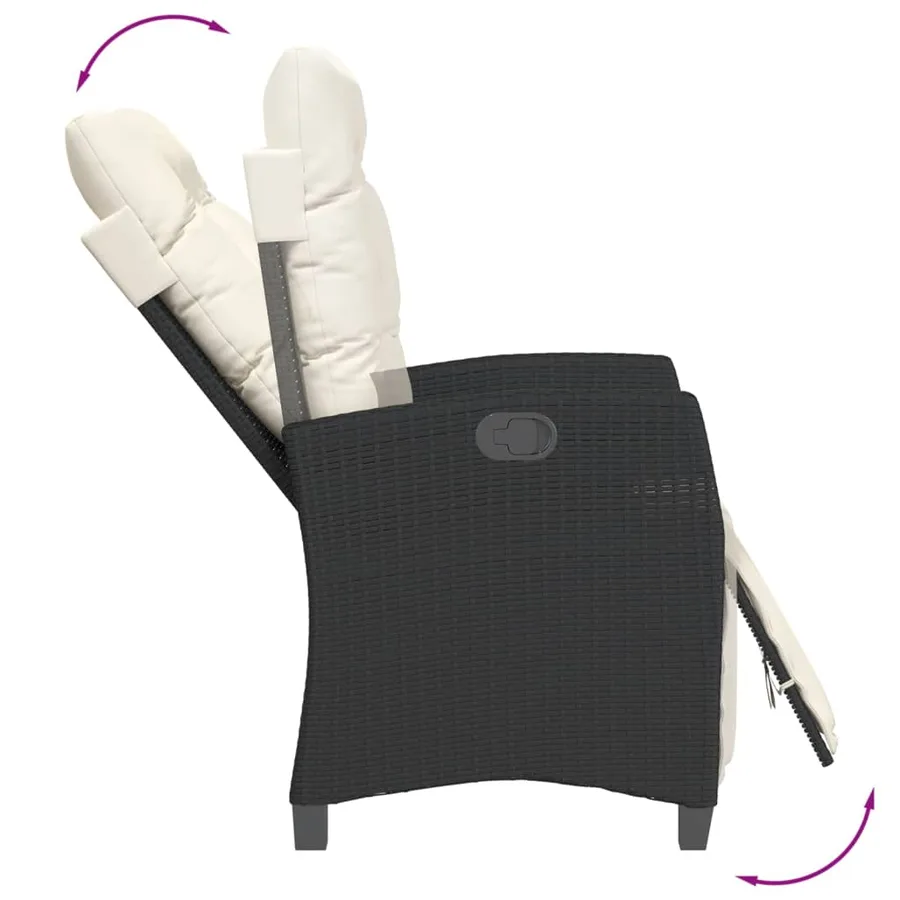 Ensemble à manger de jardin 9pcs coussins noir résine tressée - 4