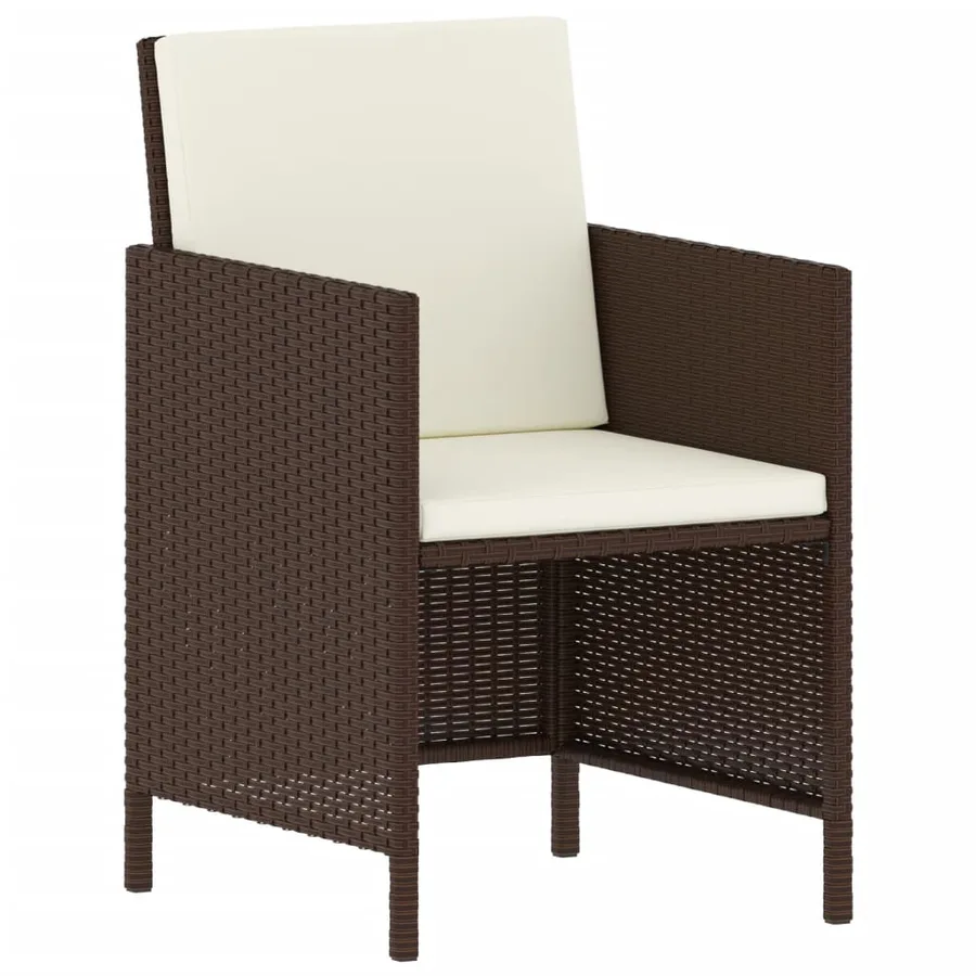 Ensemble à manger de jardin et coussins 6 pcs marron rotin - 4